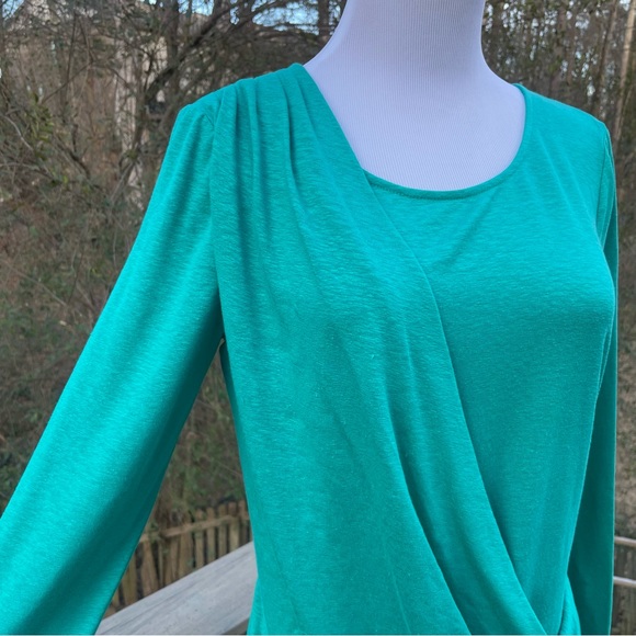 Lafayette 148 NY front draped freshwater linen 3/4 sleeve top size M - Picture 4 of 9